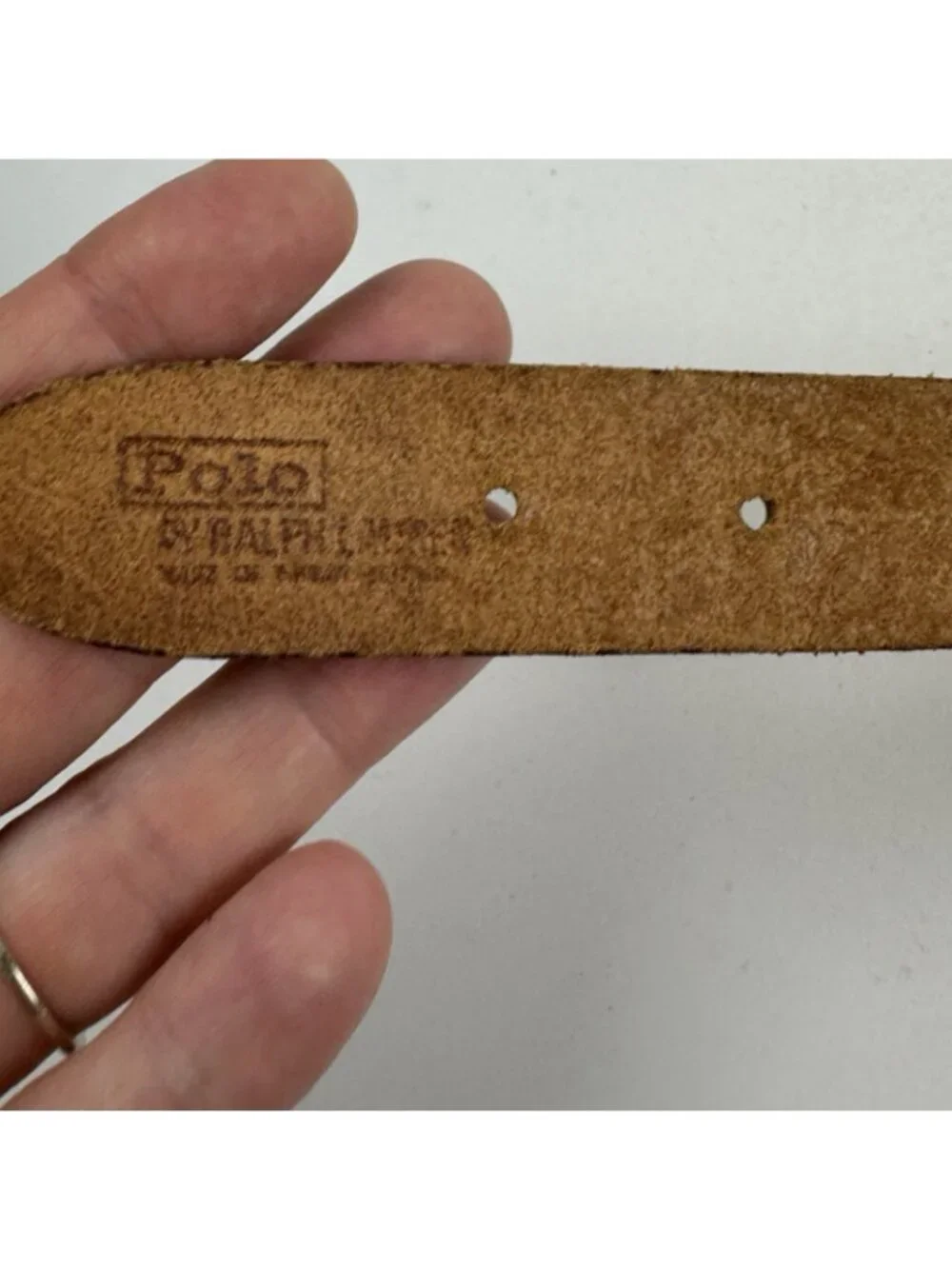 Polo Ralph Lauren Red Made in England Canvas with Leather Tabs Slim Belt 37 XL